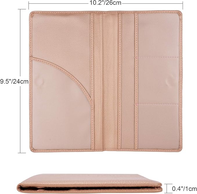 Cacturism Car Registration and Insurance Holder, Vehicle Glove Box Car Organizer Men Women Wallet Accessories Case with Magnetic Shut for Cards, Essential Document, Driver License, Rose Gold