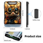 Clipboard with Storage Box & Pen Holder,Heavy Duty Clip Boards 8.5x11 for Nursing,High Capacity,School & Office Supplies,Steampunk Cat