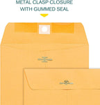 EnDoc Clasp Envelopes - 15 Pack Brown Kraft Catalog Envelopes 6x9 Inch with Clasp Closure & Gummed Seal - 28lb Heavyweight Paper Letter Envelopes for Home, Office, Mailing, Business, Legal or School