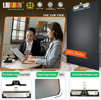 Legal Aluminum Clipboard Metal w/Stainless Hangable Pen Holder Writing Low Profile Large Clip Board 9" x 15.5" Message Tabletop for Lawers Office Business Workshop Factory Supplies (Black, Legal)
