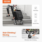 VEVOR Stair Climber Cart, 36L Capacity, Grocery Cart Laundry Stair Climbing Handcart with 6 Wheels & Oxford Cloth Bag, Foldable Stair Climber Hand Truck for Grocery Laundry, Black