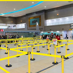 Therwen 12 Pack Therwen Heavy Duty Crowd Control Stanchions 9.8 ft Stainless Steel Stanchion Set with Safety Barrier Post Retractable Belt and Sign Holder Crowd Control Barrier(Yellow Belt, Yellow)