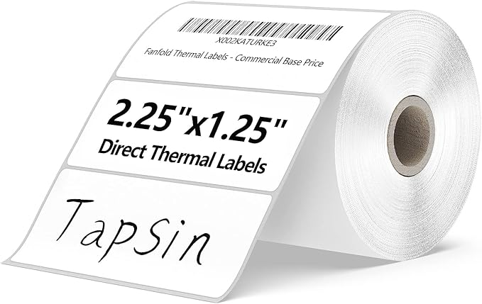 2.25" X 1.25" Direct Thermal Labels with Perforated, Self-Adhesive Stickers Labels for Barcode Postage Address Shipping Compatible with Zebra, Rollo and more Label Printers, 1000 labels/Roll, 12 Rolls
