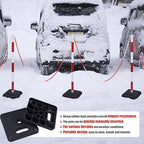 4 Pack Red White Portable Work Zone Chain Post Set, Premium Crowd Control Stanchion Sets, 40" H Traffic Delineator Post Cones with Heavy Rubber Base, 80" Plastic Chain Barriers