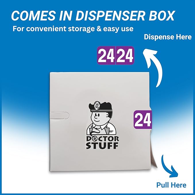 2024 Year Stickers, Doctor Stuff 2024 Chart Stickers, Purple Color Coded, Ames/TAB Style, USA Made Year Labels for End Tab File Folders, 500/Roll, 1 Roll, 3/4" x 1-1/2"