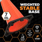 Xpose Safety 28 Inch Orange Traffic Cones with 6" Collar - 8 Pack Multipurpose PVC Plastic Safety Cone for Parking, Soccer, Caution, Kids and Construction - DOT Approved