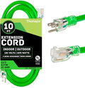 12 Gauge Extension Cord 10 ft for Outdoor - 12/3 Heavy Duty Extension Cord 10 Foot 3 Prong Grounded Plug 15 Amp, Neon Green High Visibility Electric Cable Great for Major Appliances