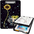 A4 Clipboards,Heavy Duty Waterproof Nursing Plastic Folder Clipboard with Storage Clip Boards,File Folder Storage Box Clipboard Case for Teacher,Doctor,Offices,Elephant Sunflower