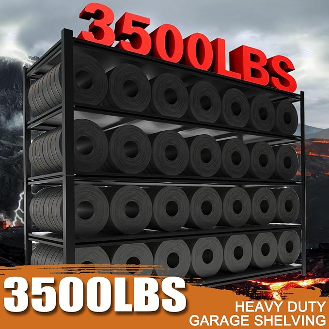 4PCS 59''W/72''H Garage Shelving Units Heavy Duty 3500LBS Metal Storage Shelves Adjustable Steel Industrial Shelving 5 Tier Storage Shelf Rack for Basement, Warehouse