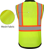ProtectX 6 Pockets High Visibility Safety Vest for Men Women Class 2 Reflective Hi Vis Work Construction Vest