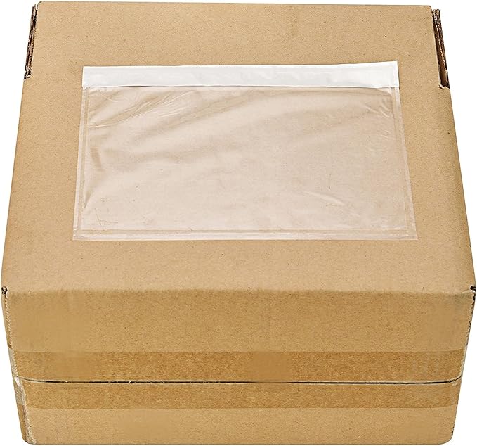 SJPACK 7.5" x 5.5" Shipping Label Sleeves, Clear Adhesive Top Loading Packing List, Label Envelopes Pouches - 500 packs