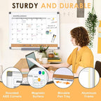 MAKELLO Dry Erase Calendar for Wall 36" x 24", Large Calendar Whiteboard with Cork Board for Office, Home, School, Family, Kitchen and Bedroom, 3' x 2'