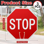 Geetery 3 Pcs Stop Signs Traffic Signs 12 x 12 Inches, Street Road Traffic Cone Top Warning Double Sided for Barricade Outdoor Weather Fade Resistant, Wear Resistant