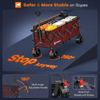 48" L Collapsible Beach Wagon Cart Foldable, 560lbs Weight Capacity 300L Heavy Duty Folding Wagons with Big All-Terrain Wheels, Utility Carts for Groceries, Shopping, Camping, Sports - Red