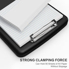 Plastic Clipboard with Storage, 8.5 x 11 Storage Organization Box Side-Opening, Heavy Duty Clip Board with Pen Holder and Paper Folder for Nurses, Teachers, Office & School Supply, Black