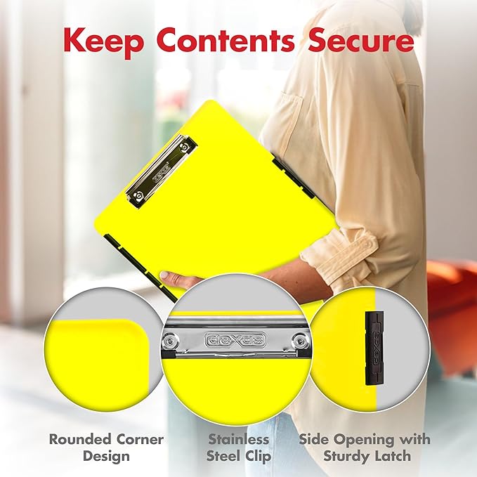 Dexas Slimcase 2 Plastic Clipboard with Storage and Side Opening