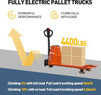 Full Electric Pallet Jack,Lithium Battery Truck Powered Handling Jacks,4400 Lbs Electric Pallet Truck 48" X 27" Forks ，Safety Equipment Suitable for Industrial and Commercial Applications