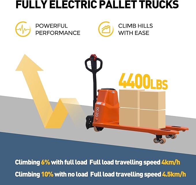 Full Electric Pallet Jack,Lithium Battery Truck Powered Handling Jacks,4400 Lbs Electric Pallet Truck 48" X 27" Forks ，Safety Equipment Suitable for Industrial and Commercial Applications
