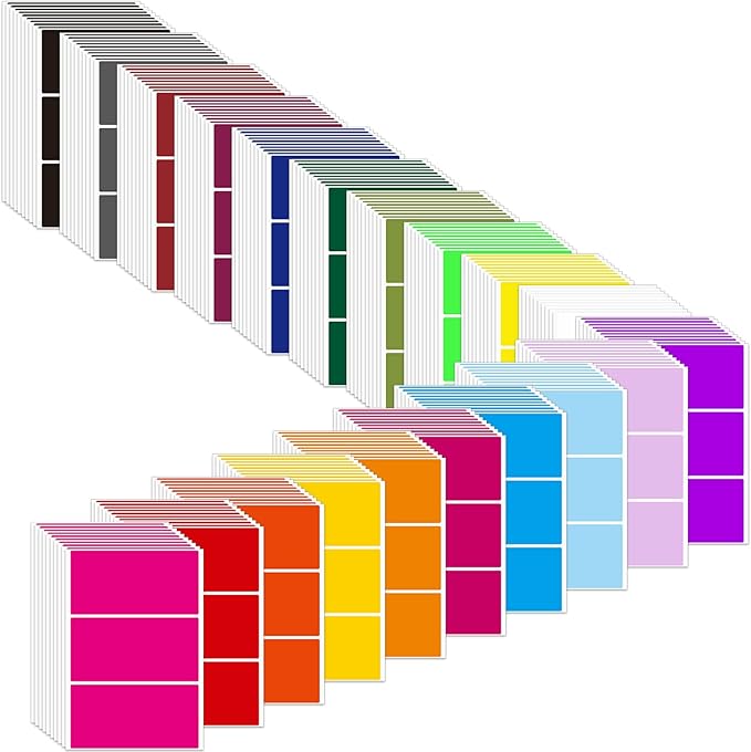 Marspark 600 Pieces Colored Labels Stickers 2" x 4" Large Color Coded Labels Stickers Moving Packing Label for Boxes in 20 Assorted Colors Name Tags for Boxes Storage Bins