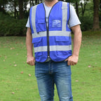 zojo High Visibility Safety Vests With Pockets,for Outdoor Works, Cycling, Jogging, Walking,Sports - Fits for Men and Women Pack of 10 (XXL-Blue)