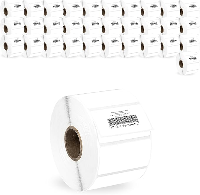 HOUSELABELS 2" x 1" Barcode Labels in Polypropylene Compatible with Zebra and Rollo Printers, 32 Rolls / 1,300 Labels per Roll