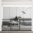 67.3-81.1" Extra Wide Baby Gate for Stairs No Drilling, 30" Tall Auto Close Press Mounted Baby Gate for Doorways, Adjustable Width Walk Through Long Gates for Kids or Pets, Black