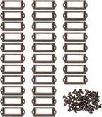 PATIKIL 60x24mm Metal Label Holders, 30 PCS Label Name Card Tag Frames with Screws for Office Library File Cabinets Shelves Wood Drawers Fabric Bins, Red Bronze