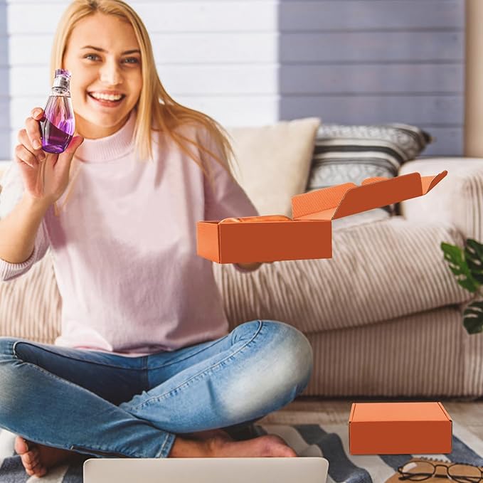 Cardboard Boxes Shipping Boxes,15 Pack Recyclable Corrugated Cardboard Box Small Mailing Storage Gift Boxes for Shipping, Mailing, Gifts Packaging, 6x6x2" (Orange)