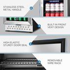 Tylza 15 Inch Beverage Refrigerator, 130 Cans Quiet Beverage Fridge, 15'' Beverage Cooler Under Counter with Glass Door and Lock for Built-in or Freestanding With Temperature Memory Function TYBC100