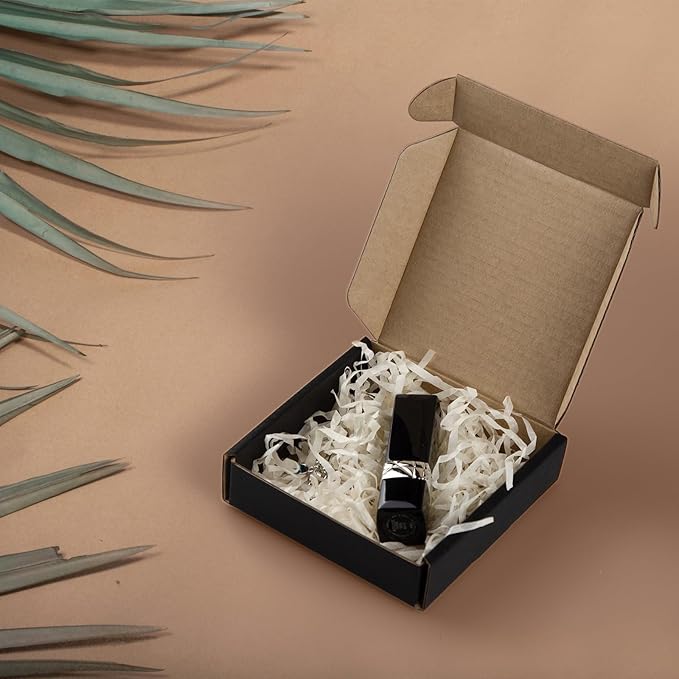 50 Pack 4x4x1 Inches Small Shipping Boxes, Black Corrugated Cardboard Boxes, Moving Mailing Packing Box