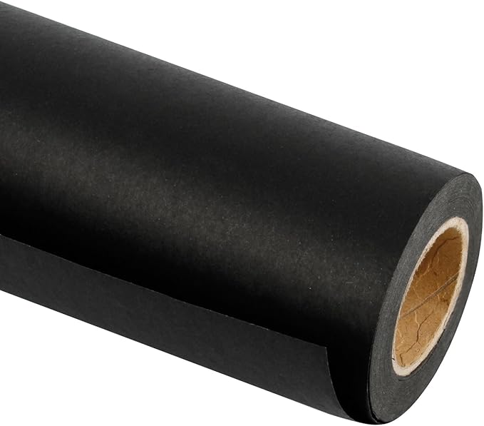 RUSPEPA Black Kraft Paper Roll - 18 inches x 100 feet - Recyclable Paper Perfect for for Crafts, Art, Wrapping, Packing, Postal, Shipping, Dunnage & Parcel