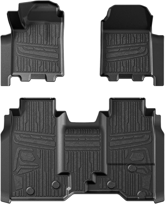 TripleAliners Floor Mats All Weather Liners Compatible with 2024 2025 2026 Chevrolet Silverado EV WT Version Accessories 1st & 2nd Row Full Set Floor Liners TPE Heavy Duty Custom Fit Car Mats