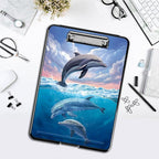 Clipboard with Storage,Office Supplies Nursing Clipboards Folder with Pen Holder Plastic Foldable Clip Board with Storage for Nurse Teacher,Cute Dolphin