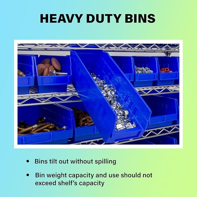 Akro-Mils 30164 Plastic Shelf Bins, Heavy Duty Storage Bins for Garage, Closet, and Drawer Organization, 24-Inch x 6-1/2-Inch x 4-Inch, Red, 6-Pack