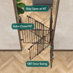 Babelio Baby Gate for Stairs & Doorways, 26-43" W 28" H No Bottom Bar| Easy Installation| One-Handed Operation| Auto-Close| Hardware Mount (Drill Needed) Safety Dog/Pet Gate (Black Wood Pattern)