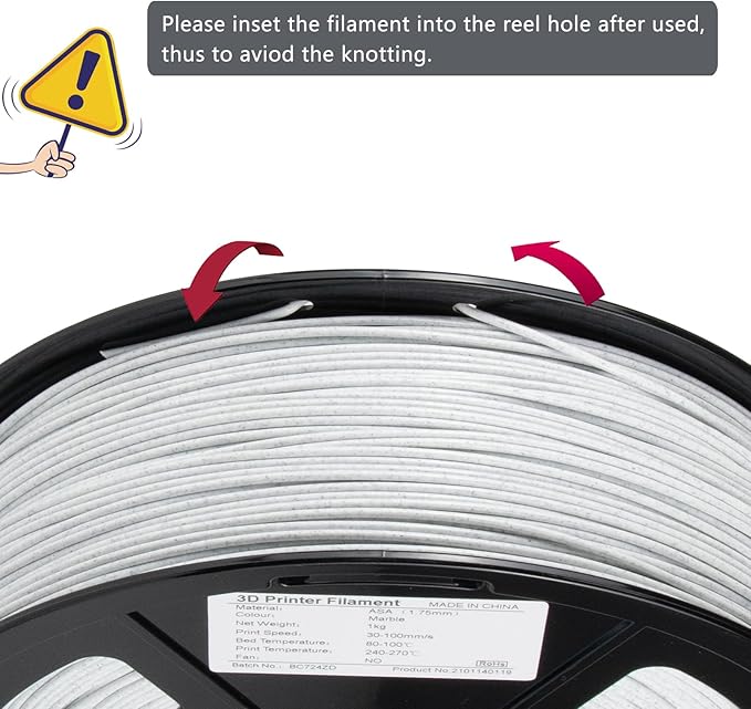 iSANMATE ASA Filament 1.75mm Marble 1KG, UV & Weather Resistant 3D Printer Filament Perfect for Outdoor Functional Parts, Dimensional Accuracy +/- 0.02mm, 1kg Spool (2.2lbs)