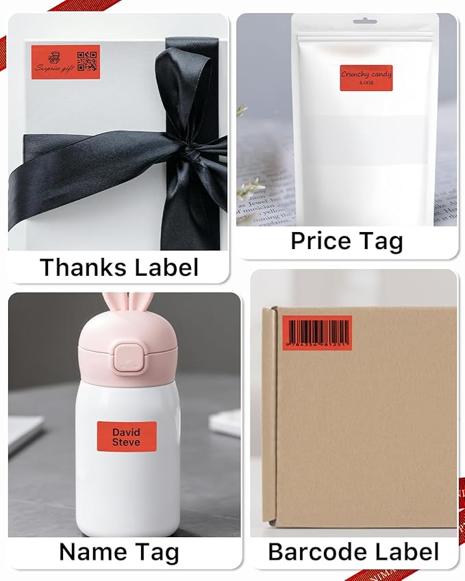 iEager 2x1 Inch Thermal Labels, Red Rectangle Thermal Printer Stickers, Durable Shipping Label Printer Sticker for Barcode, Name, Address, 1000 Labels/Roll