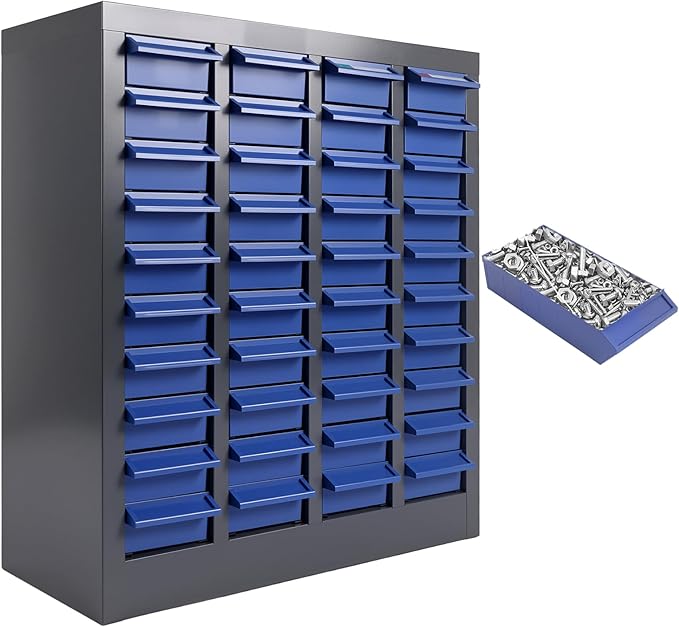 40 Drawers 21x9x25 Inch Bolt and Nut Organizer, Stainless Steel Parts Cabinet with Shelfs & Labels Bolt and Nut Tool Storage Cabinet for Workshop Tool & Hardware Storage and Organization