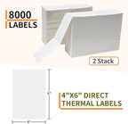 L LIKED 8000 Thermal Shipping Labels 4”x 6”in Fanfold, Permanent Adhesive, Perforated Line Labels Compatible with Direct Thermal Printings (2 Stacks, 4000 Labels/Stack)