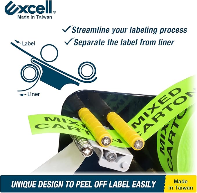 Excell LD-222 Manual Label Dispenser (2" Wide, 3" Core): Works with 2" or 1" Wide Labels. Easy Peel-Off Design. Includes C-clamp for mounting on desks or workstations. Efficient and Versatile.