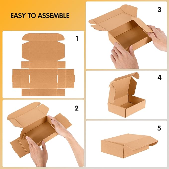 9x6x3 inch Small Shipping Boxes Set of 25, Brown Corrugated Cardboard Box Literature Mailer for Mailing Packing Moving and Storage