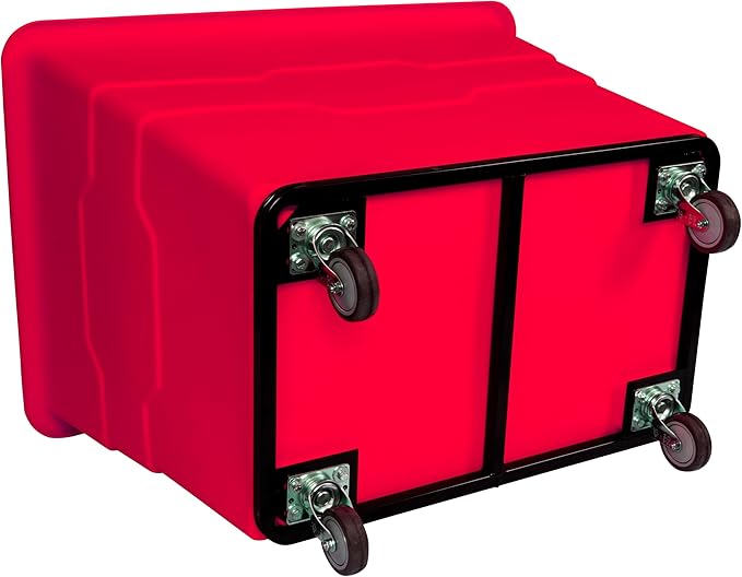 Commercial 16 Bushel Utility Cart with Steel Base, Poly Box Basket Truck, Laundry Cart, and Rolling Trash Bin, 47-Inch x 34.75-Inch x 35.5-Inch, 1000 Pound Weight Capacity, Red