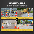 RoadHero 2 Pack 4 FT to 6.9 FT Retractable Cone Bar, Expandable Traffic Cone Bars for Parking Lots, Extendable Barricade for Road Construction, Black and Yellow, Cone Not Included