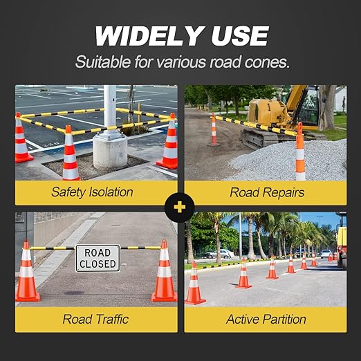 RoadHero 2 Pack 4 FT to 6.9 FT Retractable Cone Bar, Expandable Traffic Cone Bars for Parking Lots, Extendable Barricade for Road Construction, Black and Yellow, Cone Not Included