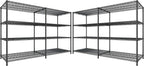 REIBII 81.5''W Storage Shelves 3680LBS Garage Shelving Heavy Duty 4 Tier Metal Shelving Unit Adjustable Wire Shelf and Storage Pantry Shelves for Kitchen Garage, 81.5Wx23.62Dx70.86H，Black, 2PCS