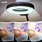 (New Model) Neatfi LED Magnifying Lamp with Clamp, 12W, 60 SMD LEDs, Adjustable Step Dimming Brightness, Desk Lamp Magnifier Light for Crafts, Painting, and Hobbies (White, 5-Diopter)