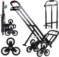 Hand Truck Dolly – 6 Years in Service – Stair Climbing Cart, Stair Climber Cart 460 Lb Capacity All Terrain Stair Dolly Heavy Duty with Telescoping Handle and 6 Wheels (Black) 2 Climbing Ropes