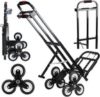 Hand Truck Dolly – 6 Years in Service – Stair Climbing Cart, Stair Climber Cart 460 Lb Capacity All Terrain Stair Dolly Heavy Duty with Telescoping Handle and 6 Wheels (Black) 2 Climbing Ropes