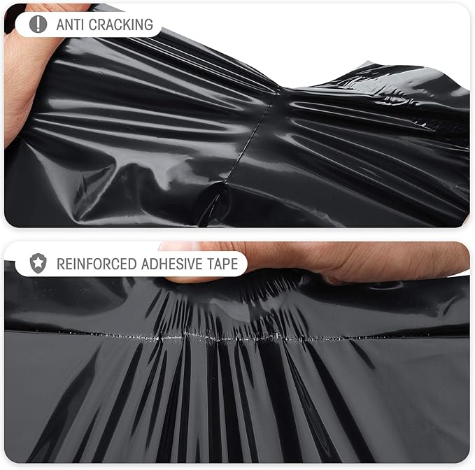 Fuxury Large Poly Mailers 14.5x19'' 200Pc, Waterproof Shipping Bags for Clothing, Strong Adhesive Mailers Poly Bags for Small Business Suppliers, Durable Shipping Envelopes Mailing Bags Black
