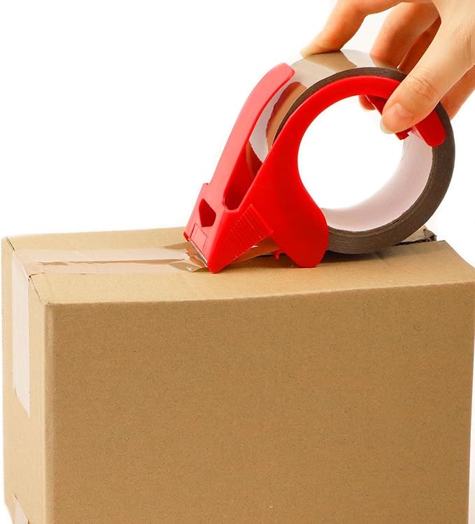 CHUANGSEED Clear and Brown Packing Tape with Dispenser-2.7mil x 1.88" x 55Y Heavy Duty Packing Tape for Moving Boxes-Moving Tape Strong Adhesive Packaging Tape